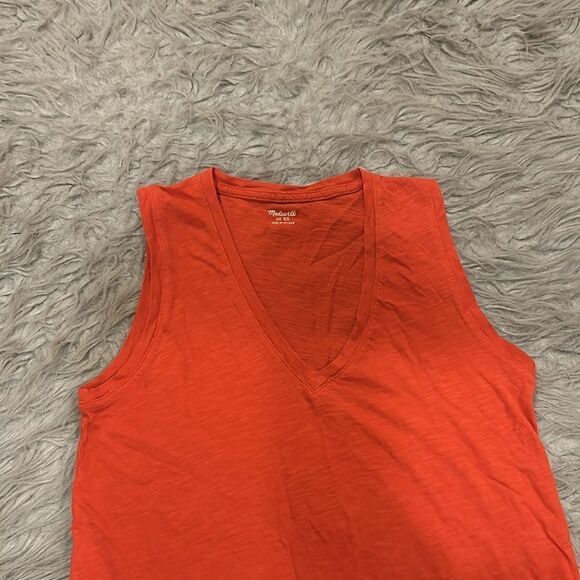 Madewell women’s‎ orange cotton vneck tank top size xs - Picture 2 of 5